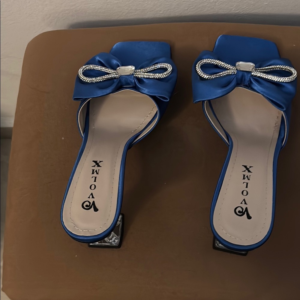 NWOT Blue Women's Bow Slide Sandals